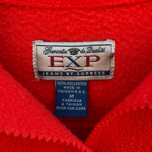 Vintage Express Jeans Flece Orange Jacket Size Medium - Picture 3 of 5